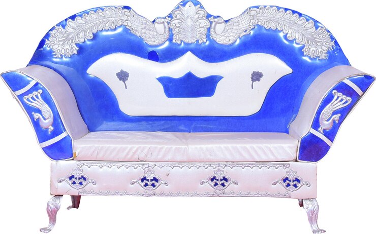 PSD silla de boda de dos plazas de madera azul