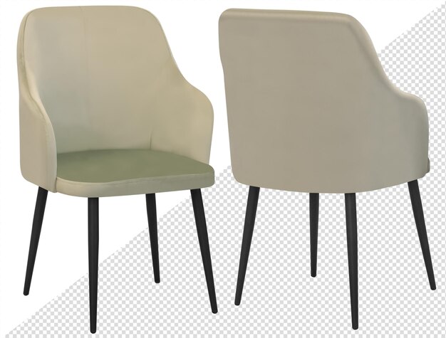 Silla para casa o cafetería Elemento interior Aislado del fondo Desde diferentes ángulos