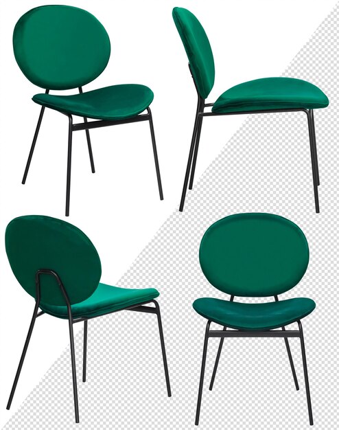 Silla para casa o cafetería Elemento interior Aislado del fondo Desde diferentes ángulos