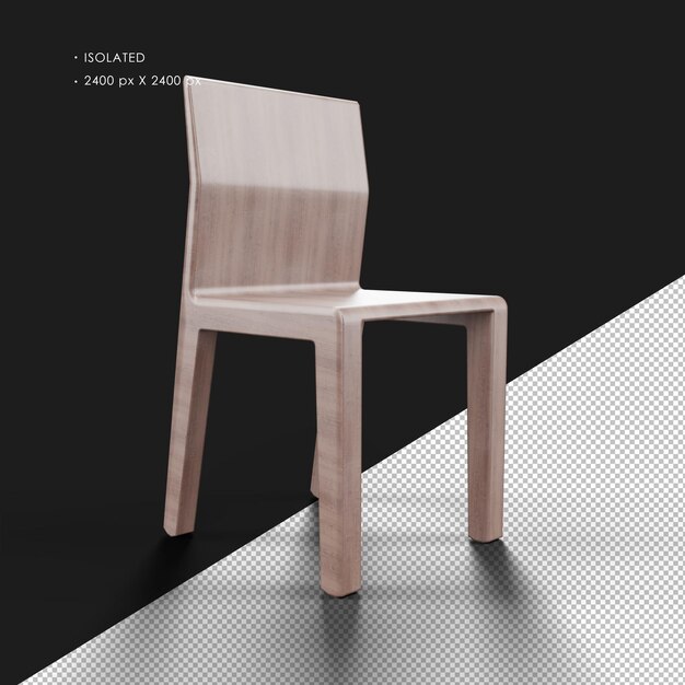 Silla clásica sencilla aislada con barniz realista de color marrón claro vista delantera derecha