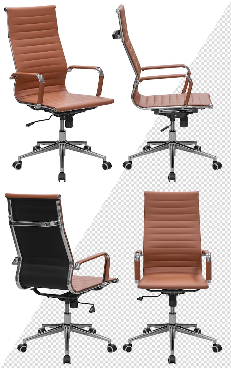 Silla de computadora de oficina Aislada del fondo Vista desde diferentes lados