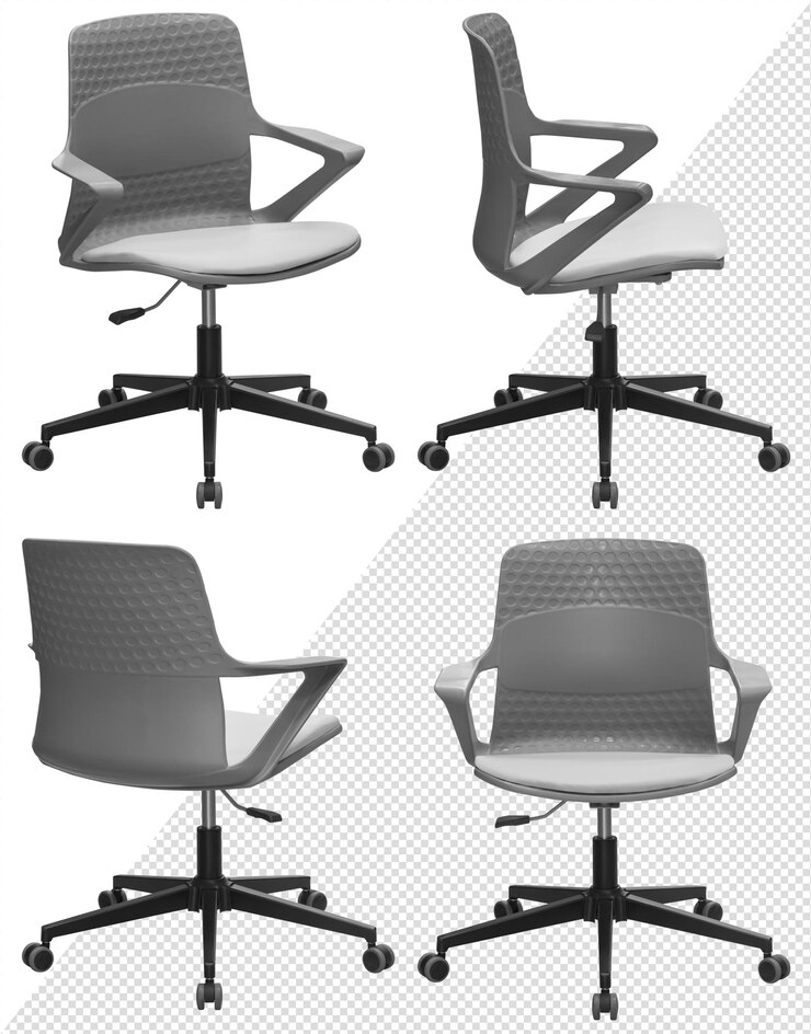 Silla de computadora de oficina Aislada del fondo Vista desde diferentes lados