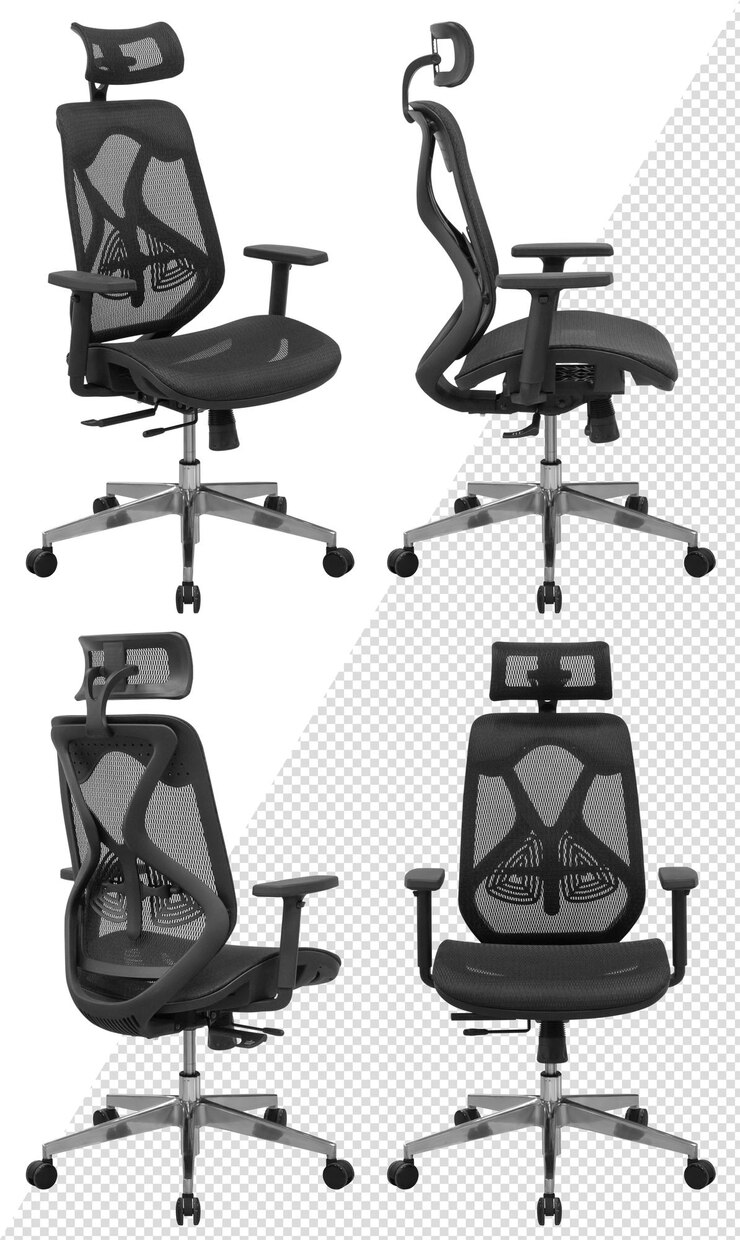 Silla de computadora de oficina moderna con respaldo de malla y ajustable aislada del fondo