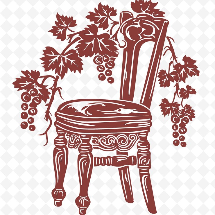 PSD una silla con un diseño floral en ella y un fondo floral