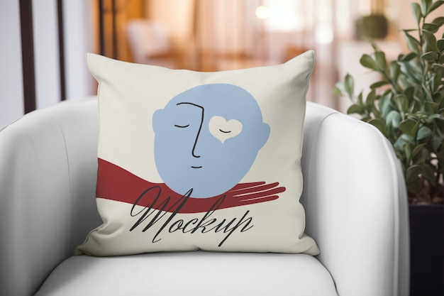 Silla con diseño de mockup de almohada