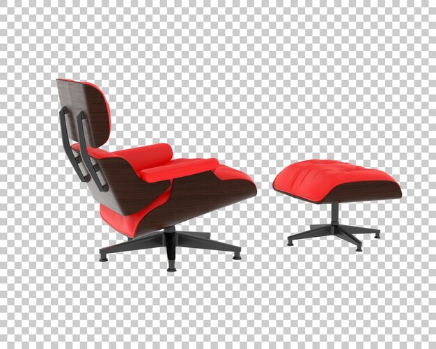 Silla de Eames de cuero rojo y otomano