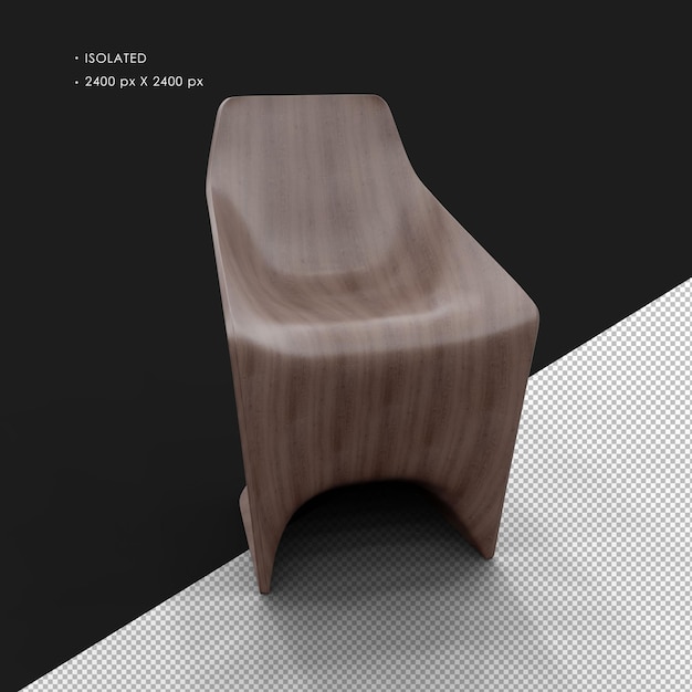 Silla estética sencilla de color marrón claro aislada con barniz realista Ángulo delantero derecho