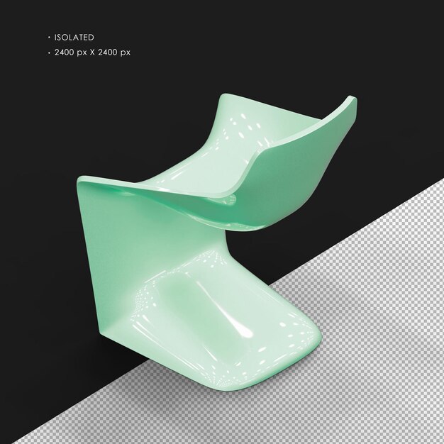 Silla estética simple de plástico verde realista excéntrico aislado isométrica vista trasera superior izquierda