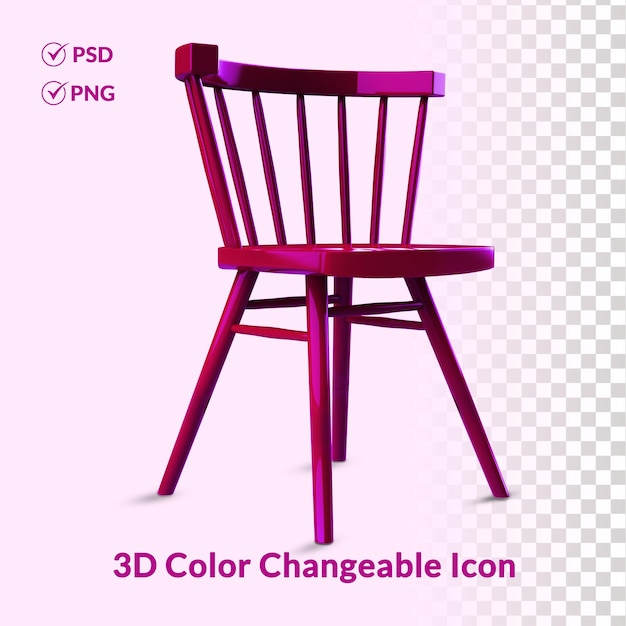 PSD silla de fondo transparente editable en color 3d