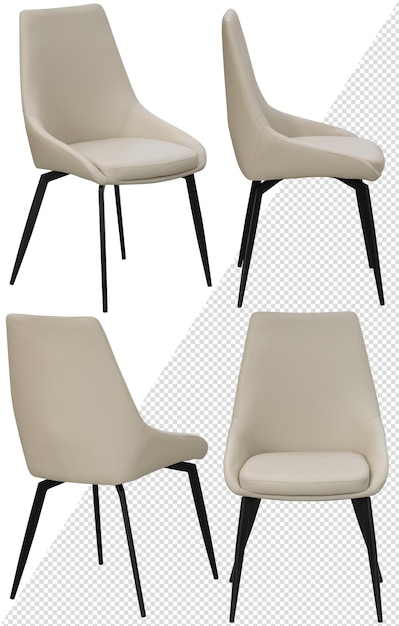 Silla para el hogar o la cafetería Elemento del interior aislado del fondo en diferentes ángulos