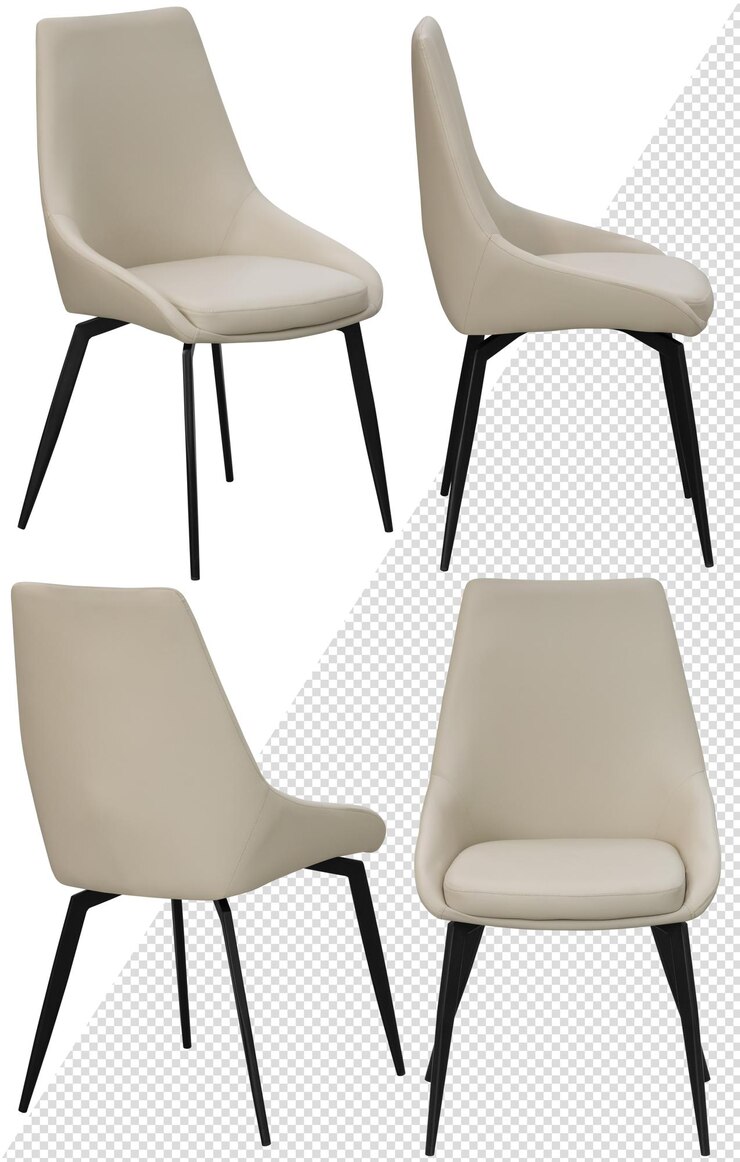 Silla para el hogar o la cafetería Elemento del interior aislado del fondo en diferentes ángulos