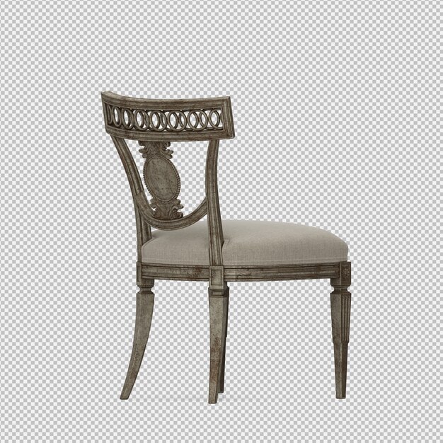 Silla isométrica 3d render aislado