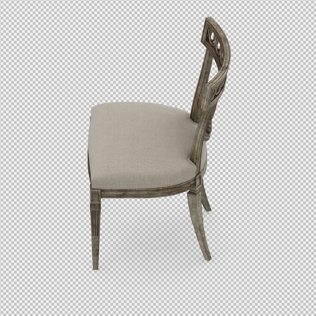 Silla isométrica 3d render aislado