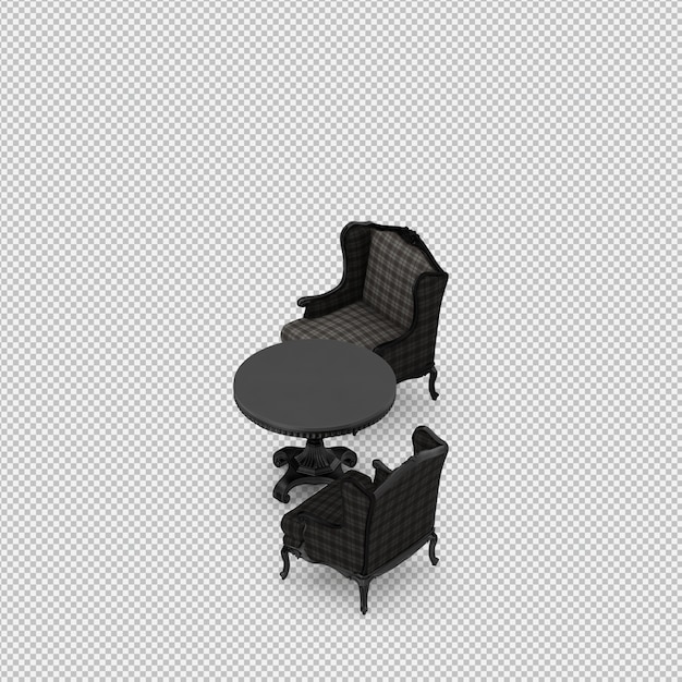 Silla isométrica 3D render aislado