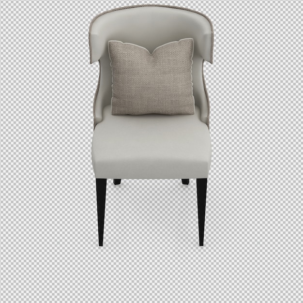 PSD silla isométrica 3d render aislado