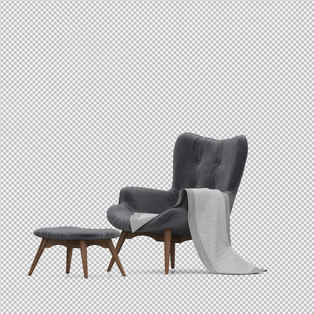 Silla isométrica 3d render aislado