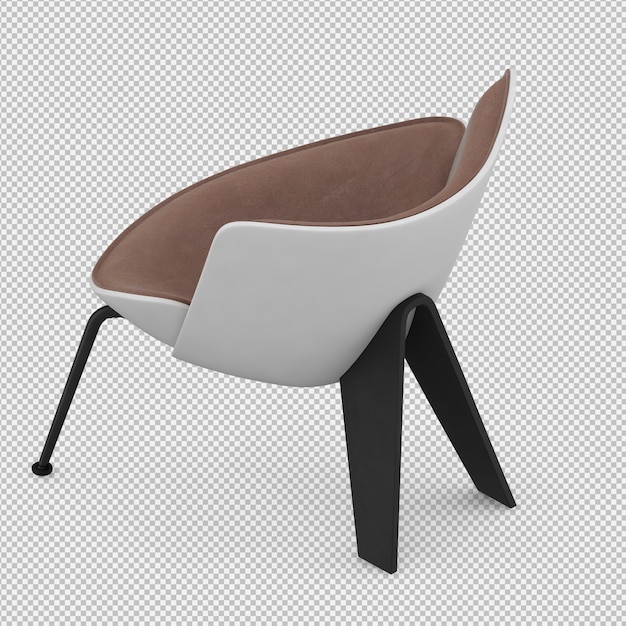 Silla isométrica 3d render aislado