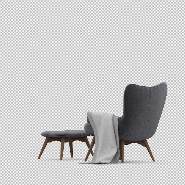 Silla isométrica 3d render aislado