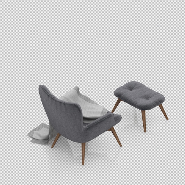 Silla isométrica 3D render aislado