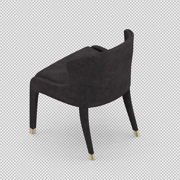 PSD silla isométrica 3d render aislado