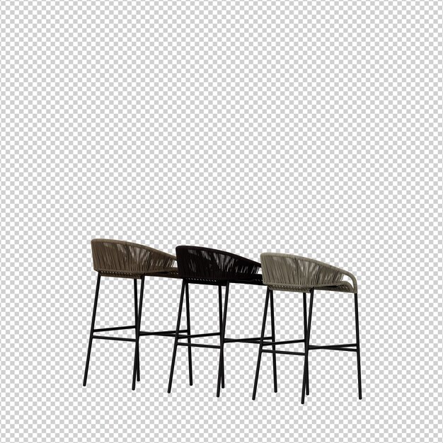 Silla isométrica 3d rendering aislado