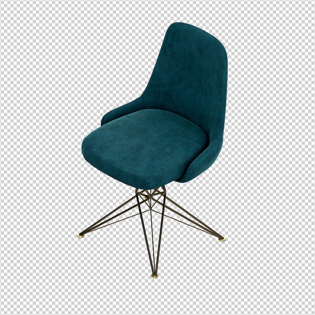 Silla isométrica 3D rendering aislado