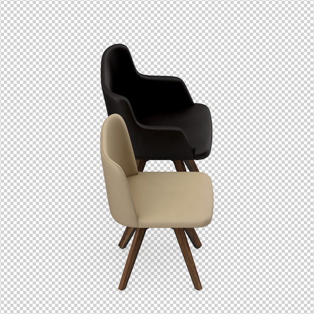 Silla isométrica 3D rendering aislado