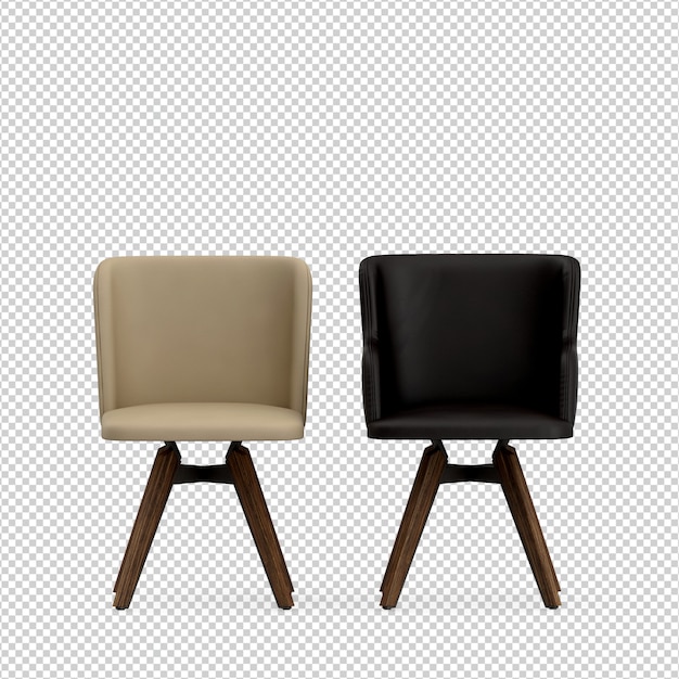 Silla isométrica 3D rendering aislado