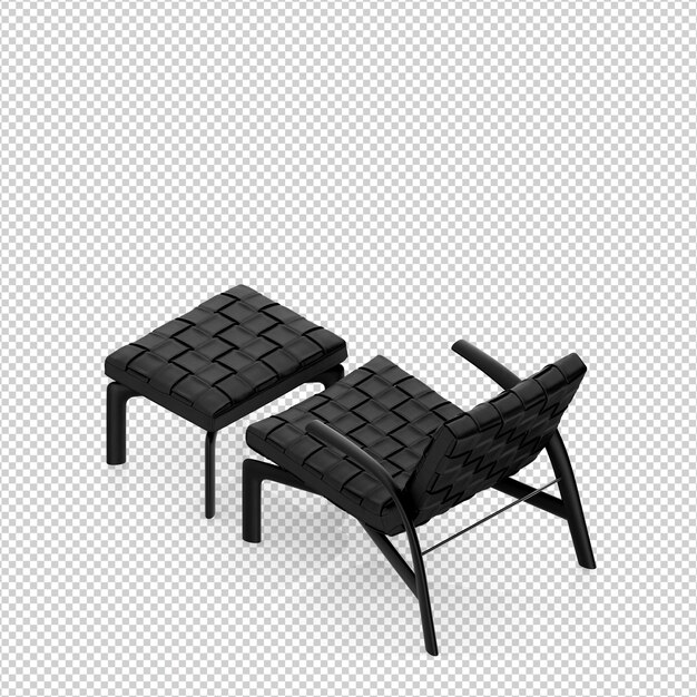Silla isométrica 3D rendering aislado