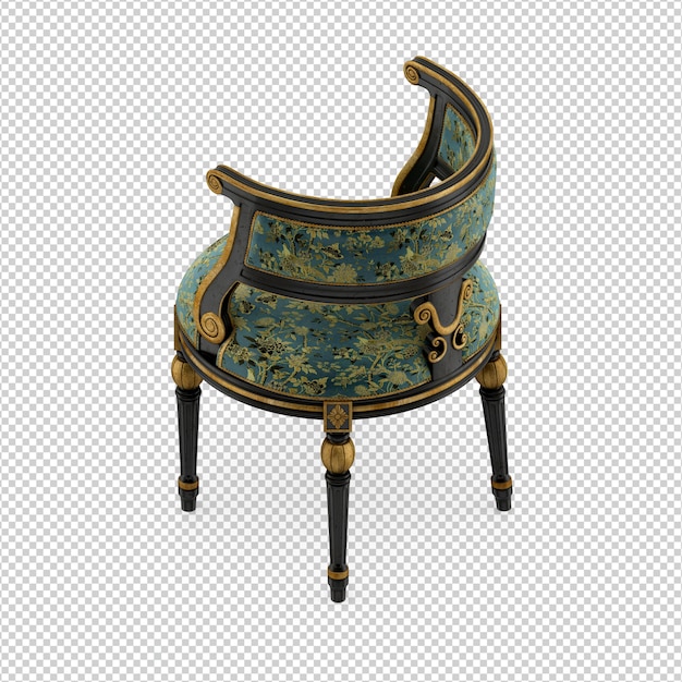 Silla isométrica 3D rendering aislado