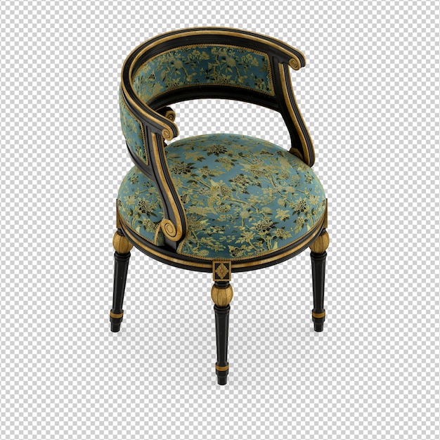 Silla isométrica 3D rendering aislado