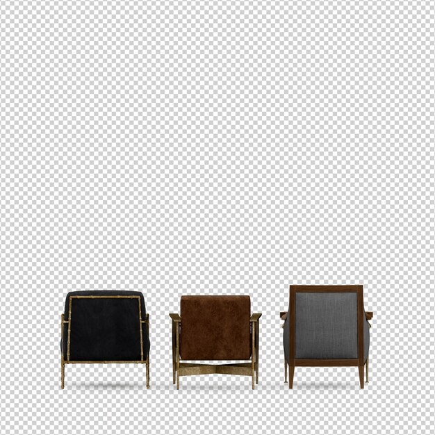 Silla isométrica 3D rendering aislado