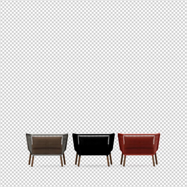 Silla isométrica 3D rendering aislado