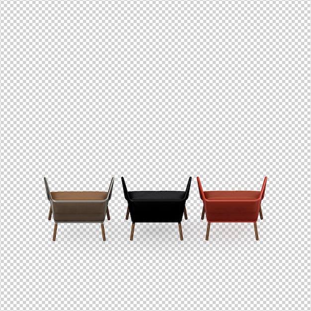 Silla isométrica 3D rendering aislado