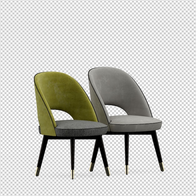 Silla isométrica 3D rendering aislado