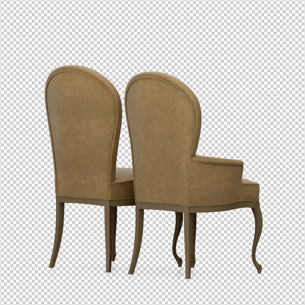 Silla isométrica 3D rendering aislado