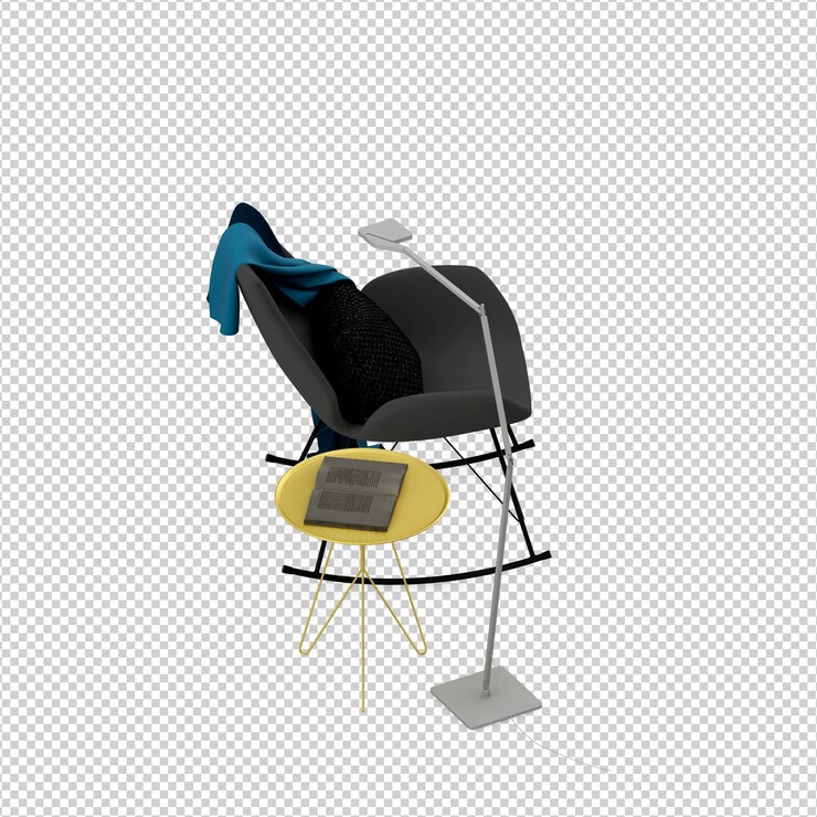 PSD silla isométrica 3d rendering aislado