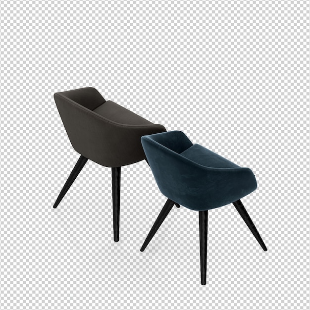 Silla isométrica 3D rendering aislado