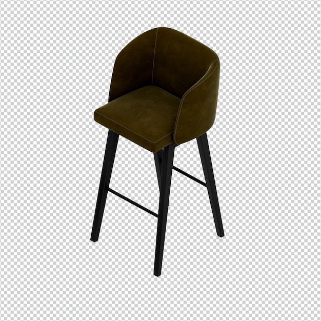 Silla isométrica 3D rendering aislado