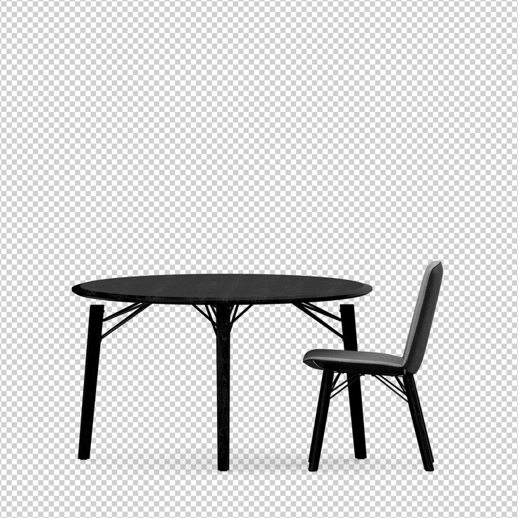 PSD silla isométrica y mesa 3d rendering aislado
