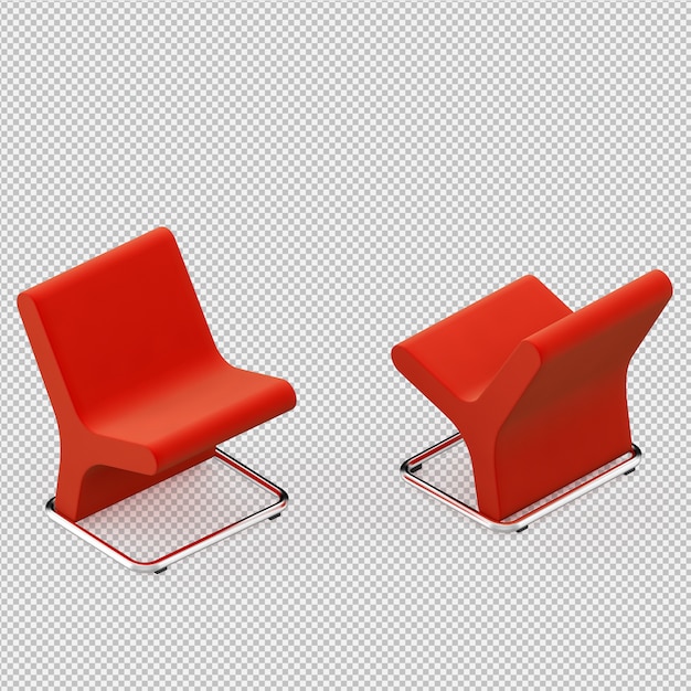 Silla isométrica render 3d