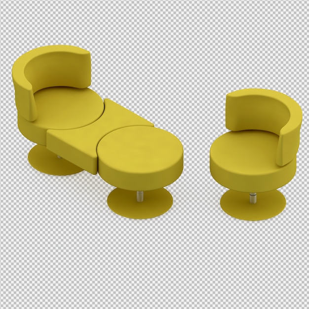 Silla isométrica render 3D