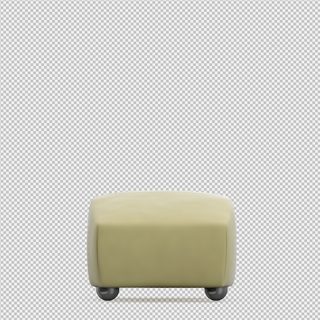 Silla isométrica del taburete del pie de procesamiento 3d