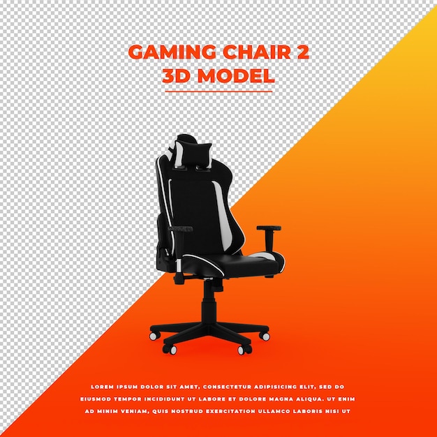 Silla de juego en blanco y negro modelo aislado 3d