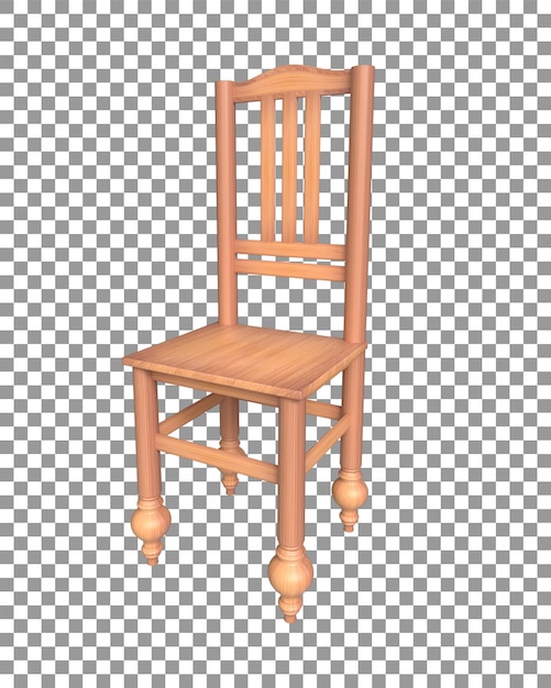 Silla de madera 3D en fondo blanco muebles 3D renderizados