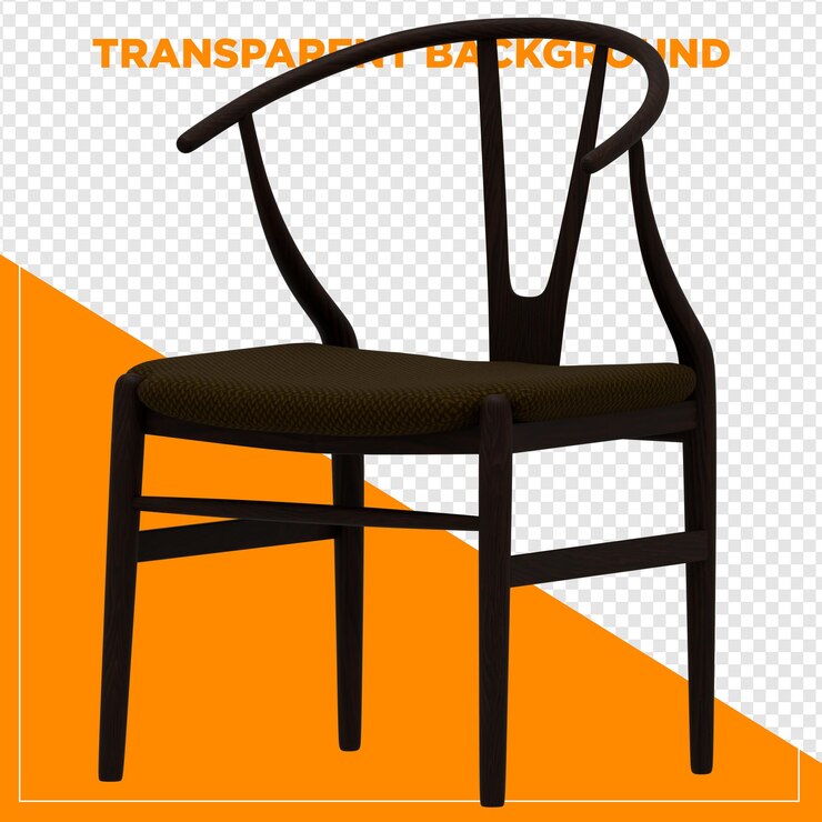 PSD silla de madera en 3d con fondo transparente