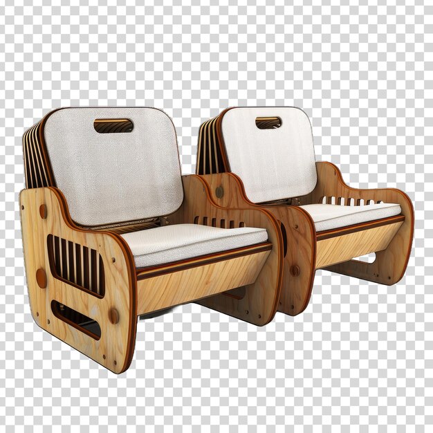PSD una silla de madera con un cojín blanco que dice 
