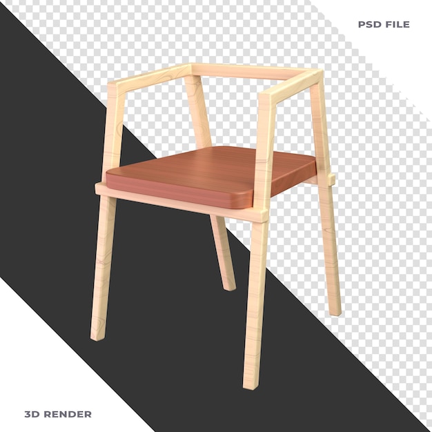 Silla de madera ilustración 3d