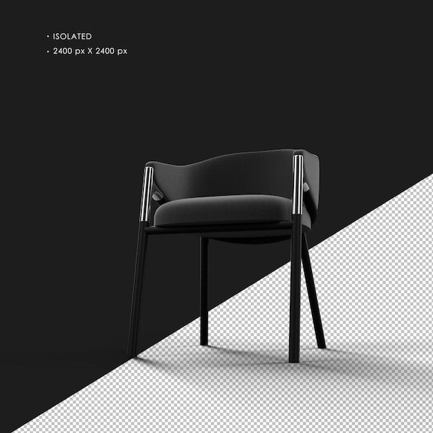 Silla de madera moderna de color negro oscuro y realista aislada Ángulo delantero izquierdo