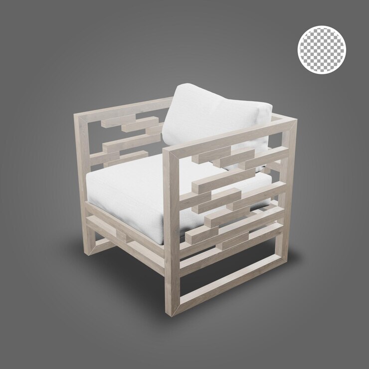 PSD silla de madera renderizado 3d aislado